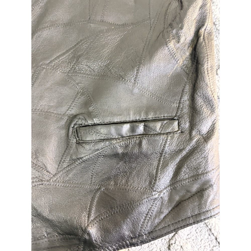 Patch Leather Vest, Mens XL - Picture 4 of 7